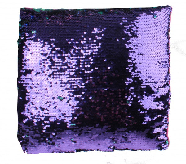 paillettenkussen junior 29 x 29 cm roze-blauw-paars