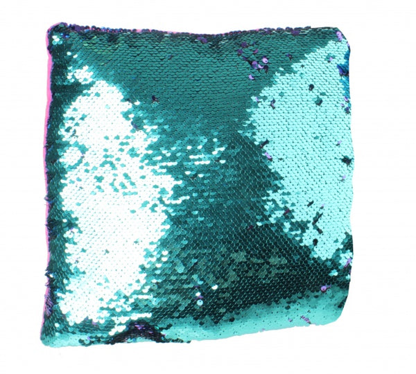 paillettenkussen junior 29 x 29 cm roze-blauw-roze