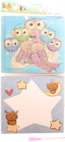 legpuzzel-/schrijfbord uilen karton blauw 35-delig