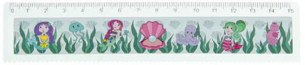 liniaal zeemeermin meisjes 15 cm blauw