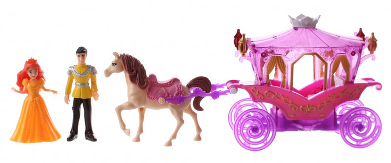 magische paarse koets met prins en prinses