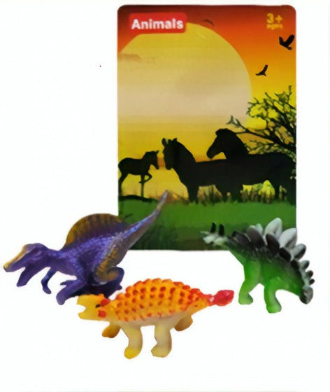 mini dinosaurussen 3 stuk 5 cm paars/groen/oranje