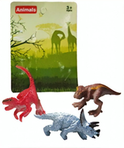 mini dinosaurussen 3 stuk 5 cm rood/bruin/blauw