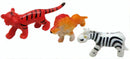 mini wilde dieren 3 stuks 5 cm rood/oranje/wit