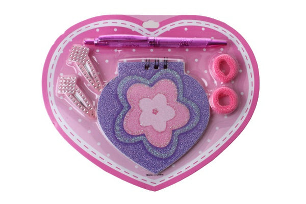 notitieboekje Bloem meisjes 20 x 17 cm roze 6-delig