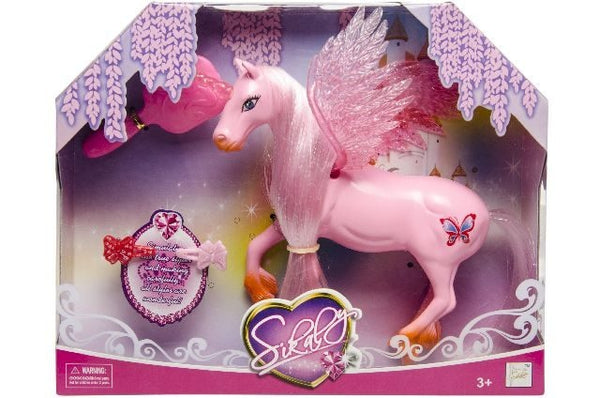 Pegasus met borstel 14 cm roze