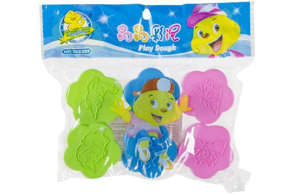 potjes boetseerklei 5 cm groen/blauw/roze 6-delig