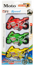 racemotorset Speed jongens rood/groen/geel 3 stuks