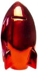 raket spaarpot metallic 15 x 8 cm rood