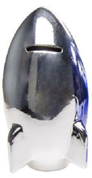 raket spaarpot metallic 15 x 8 cm zilver