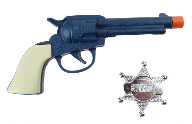 revolver Western Cowboy 18 cm blauw