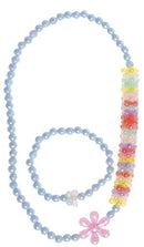 sieradenset parels meisjes 20/6 cm blauw 2-delig