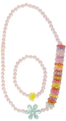 sieradenset parels meisjes 20/6 cm lichtroze 2-delig