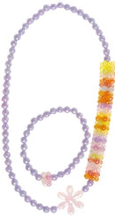 sieradenset parels meisjes 20/6 cm lila 2-delig