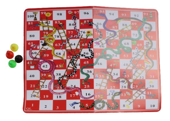 reisspel slangen en ladders 16,5 cm rood