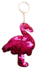 sleutelhanger 10 x 7,5 cm fuchsia pailletten