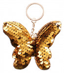 sleutelhanger 7 x 9 cm gouden pailletten