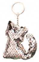 sleutelhanger 8 x 7 cm zilveren pailletten