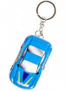 sleutelhanger autoblikje 6,5 x 4 cm metaal blauw