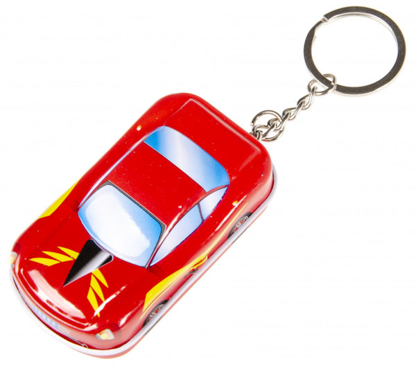 sleutelhanger autoblikje 6,5 x 4 cm metaal rood