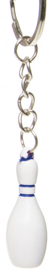 sleutelhanger bowling-kegel 4 cm wit/blauw