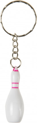 sleutelhanger bowling-kegel 4 cm wit/lichtroze
