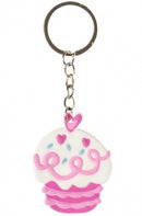 sleutelhanger Cupcake 4 x 5 cm roze/wit