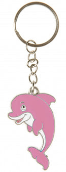 sleutelhanger dolfijn jr. 5 cm staal roze