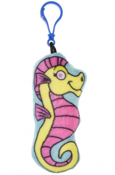 sleutelhanger zeepaard junior 6 cm pluche roze/geel