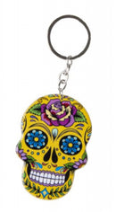 sleutelhanger doodshoofd 7 x 5 cm geel