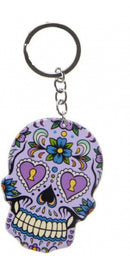 sleutelhanger doodshoofd 7 x 5 cm paars