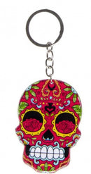 sleutelhanger doodshoofd 7 x 5 cm rood