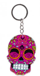 sleutelhanger doodshoofd 7 x 5 cm roze