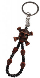 sleutelhanger doodskop 8 cm bruin