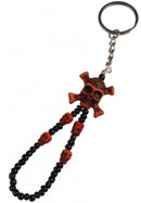 sleutelhanger doodskop 8 cm zwart/bruin