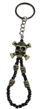 sleutelhanger doodskop 8 cm zwart/groen