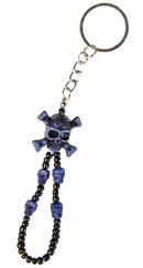 sleutelhanger doodskop jongens 8 cm zwart/blauw