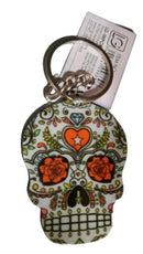 sleutelhanger Doodskop junior 5,5 x 4 cm oranje/wit