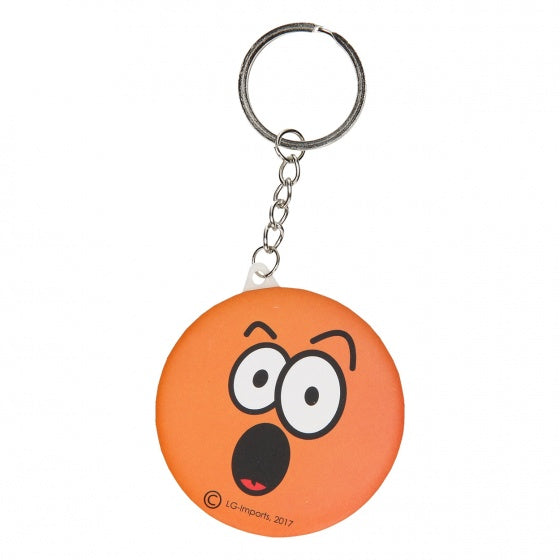 sleutelhanger emoji met spiegel oranje 6 cm