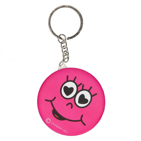 sleutelhanger emoji met spiegel roze 6 cm
