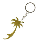 sleutelhanger/flesopener palmboom 7 cm staal goud