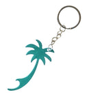 sleutelhanger/flesopener palmboom 7 cm turquoise