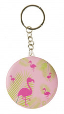 sleutelhanger flamingo met spiegel roze 5,8 cm