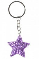 sleutelhanger glitter ster junior 3,5 cm paars