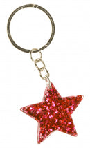 sleutelhanger glitter ster junior 3,5 cm rood