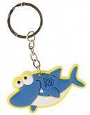 sleutelhanger haai junior 6 cm rubber geel/ blauw