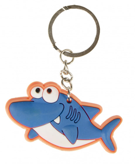 sleutelhanger haai junior 6 cm rubber oranje/blauw