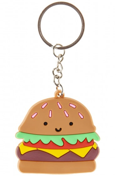 Sleutelhanger hamburger 4,5 cm bruin