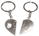 sleutelhanger hart love staal zilver 2-delig