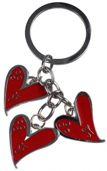 sleutelhanger hartjes meisjes 6 cm staal rood